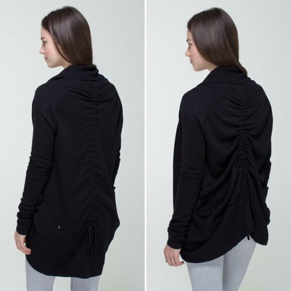Lululemon Transformation Wrap Cardigan in Black Cashmere Blend, Size 2 - Picture 14 of 16